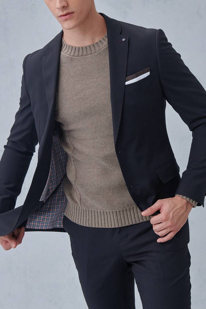 SST&C Black Pinstripe Pattern Tailored Suit Jacket | 0112211002  (Outlet)_4