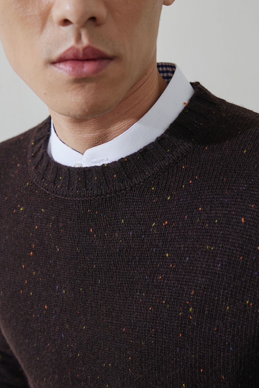 SST&C #Online Exclusive  Dark Oak Color Dot Yarn Crew Neck Sweater | 1112210002  (Outlet)_7