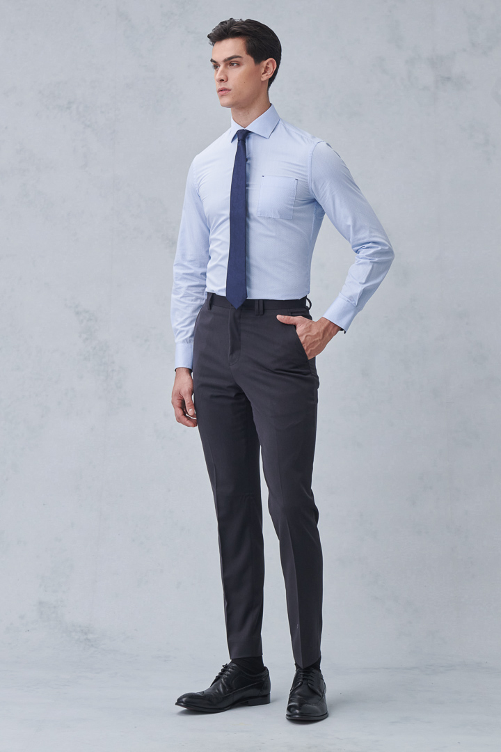 SST&C Charcoal Gray Slim Fit Suit Trousers | 0212211001  (Outlet)_1