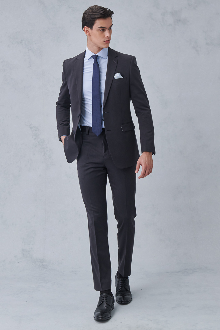 SST&C Charcoal Gray Slim Fit Suit Trousers | 0212211001  (Outlet)_3