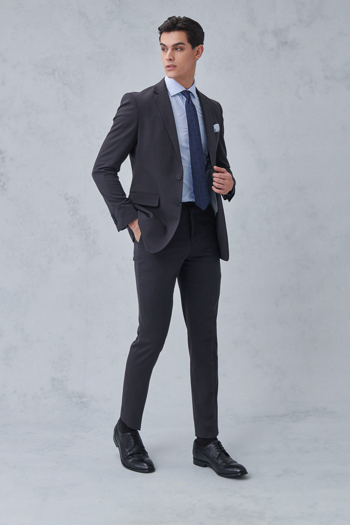 SST&C Charcoal Gray Slim Fit Suit Trousers | 0212211001  (Outlet)_5