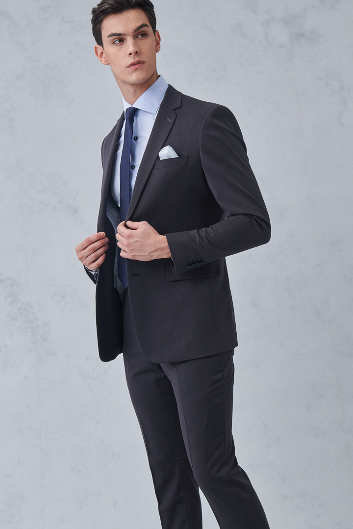 SST&C Charcoal Gray Slim Fit Suit Trousers | 0212211001  (Outlet)_6