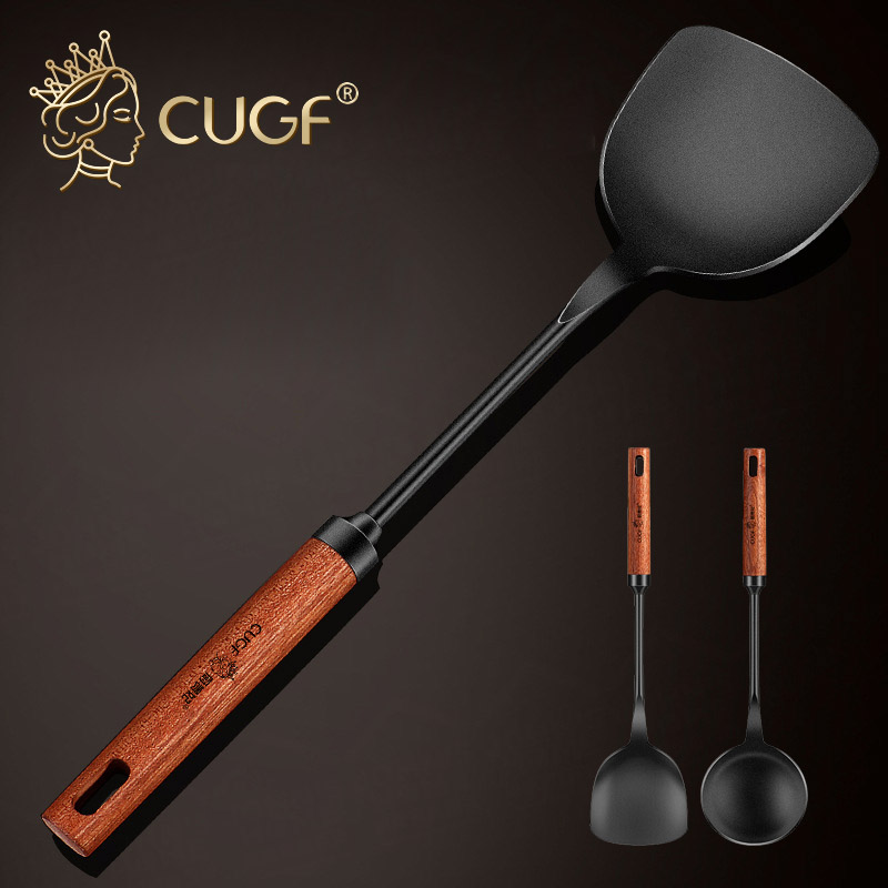 沙比利木極鐵鐵鏟湯勺 廚貴妃 CUGF 木柄鍋鏟 炒菜鏟子 家用鍋鏟長柄極鐵炒菜鏟子湯勺【AD0402】《約翰家庭百貨