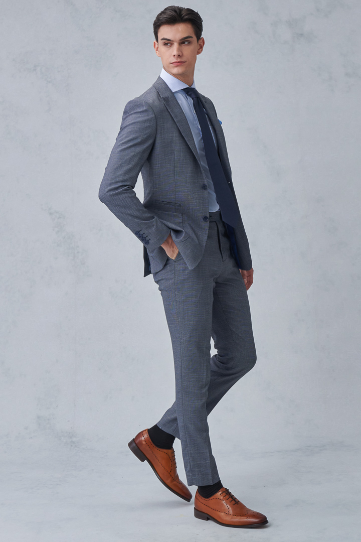 SST&C Navy Check Pattern Tailor'S Suit Trousers | 0212211003  (Outlet)_4