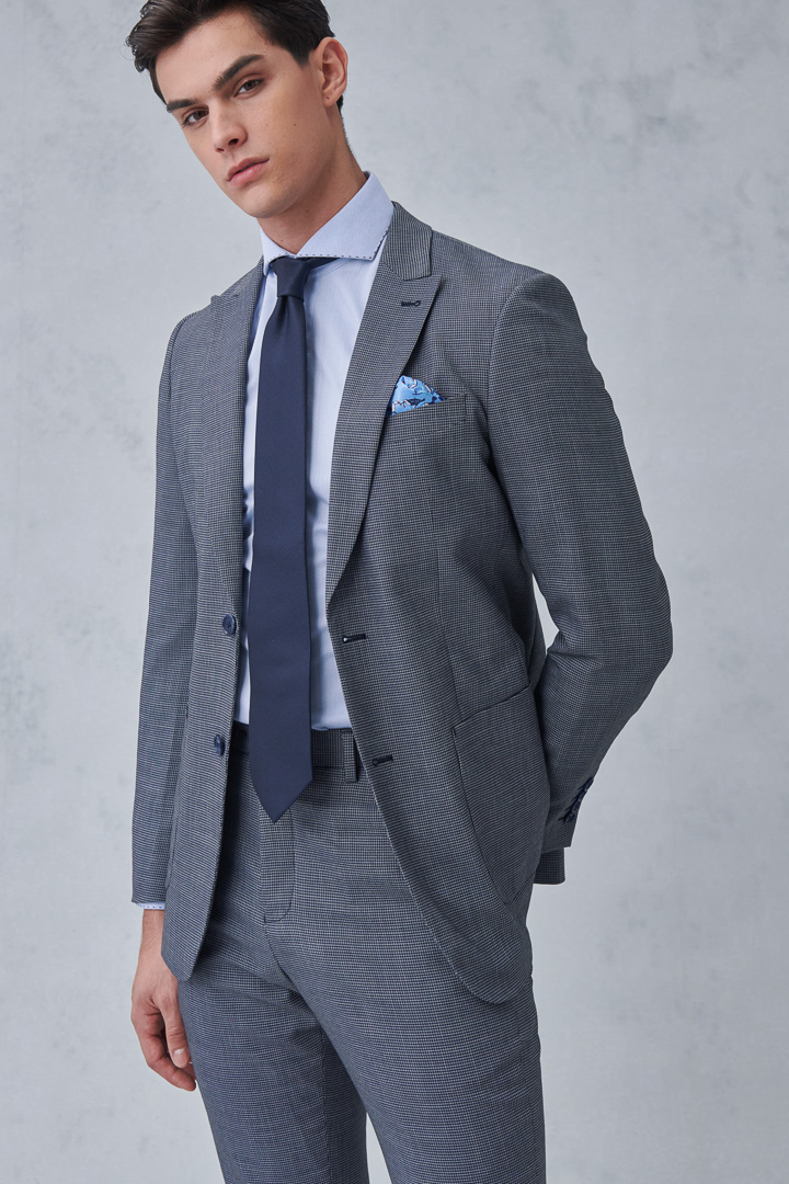 SST&C Navy Check Pattern Tailor'S Suit Trousers | 0212211003  (Outlet)_6