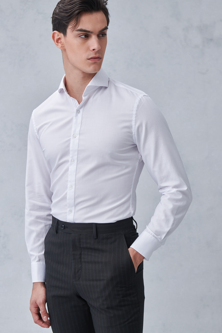 SST&C #Easycare  White Textured Standard Shirt | 0312211003  (Outlet)_0