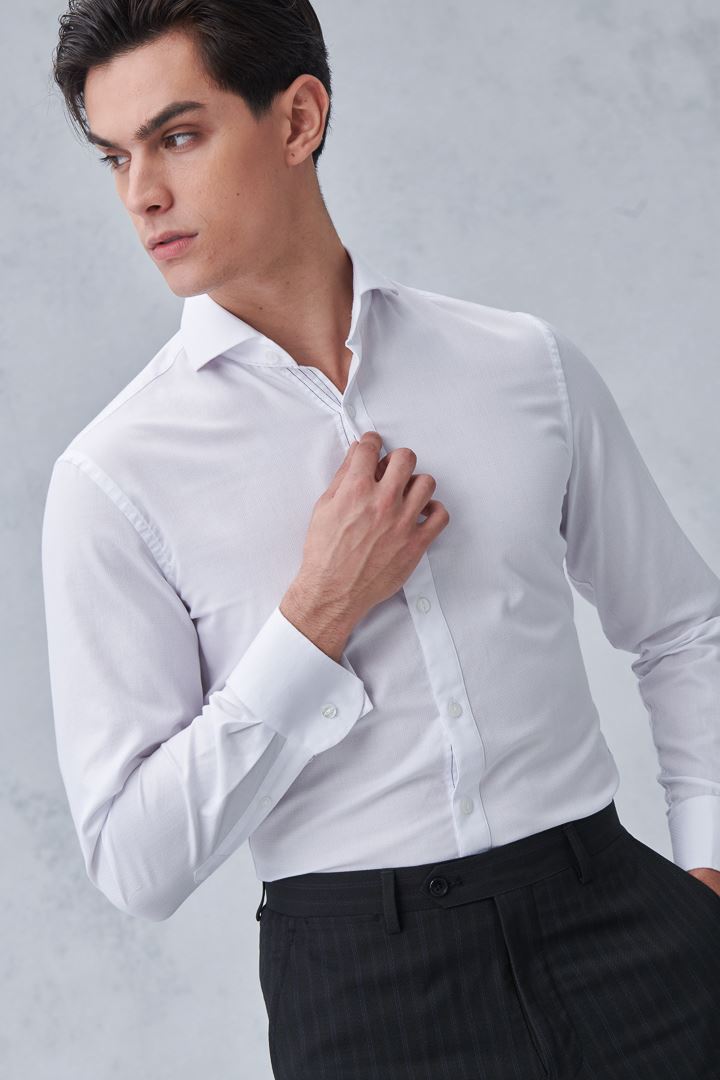 SST&C #Easycare  White Textured Standard Shirt | 0312211003  (Outlet)_1