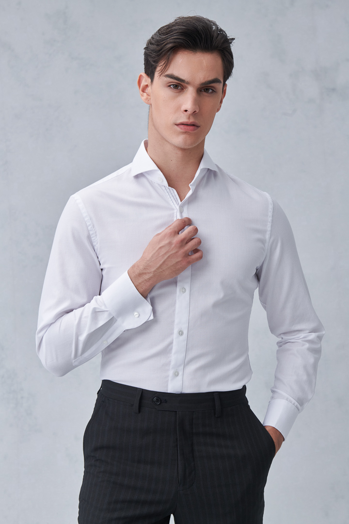 SST&C #Easycare  White Textured Standard Shirt | 0312211003  (Outlet)_2