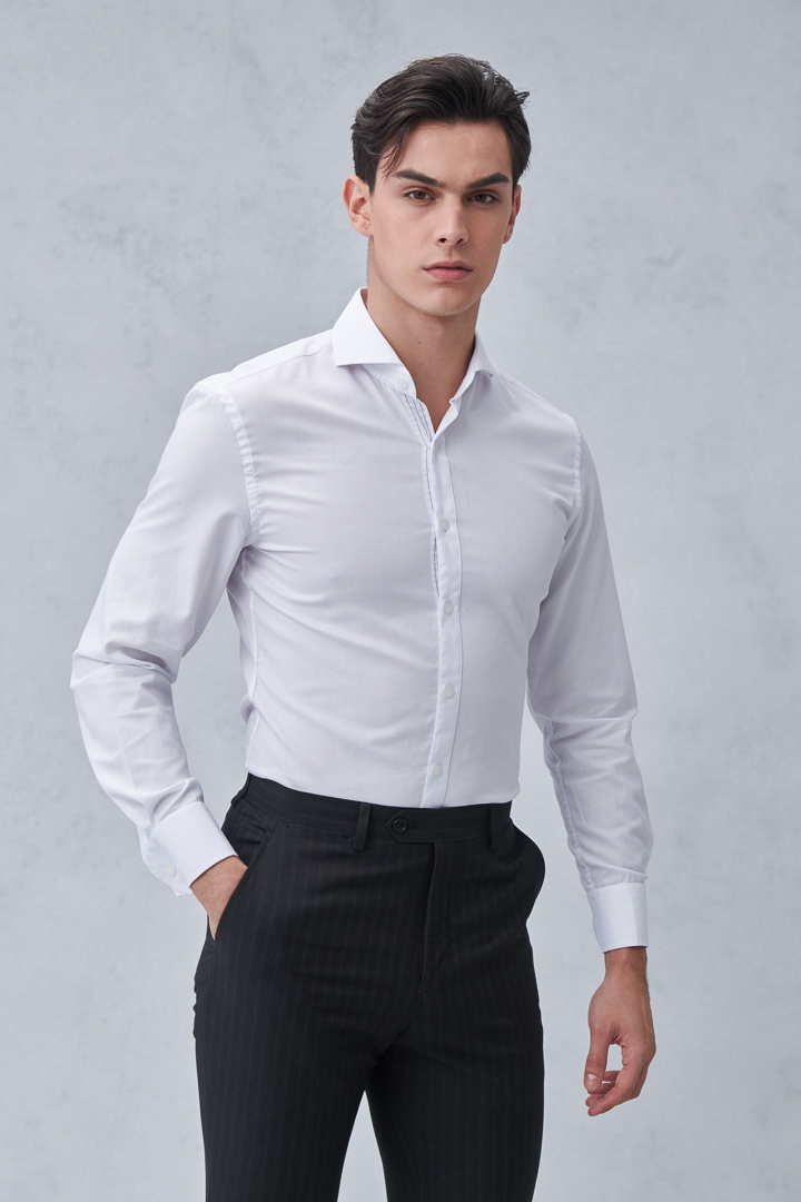 SST&C #Easycare  White Textured Standard Shirt | 0312211003  (Outlet)_3