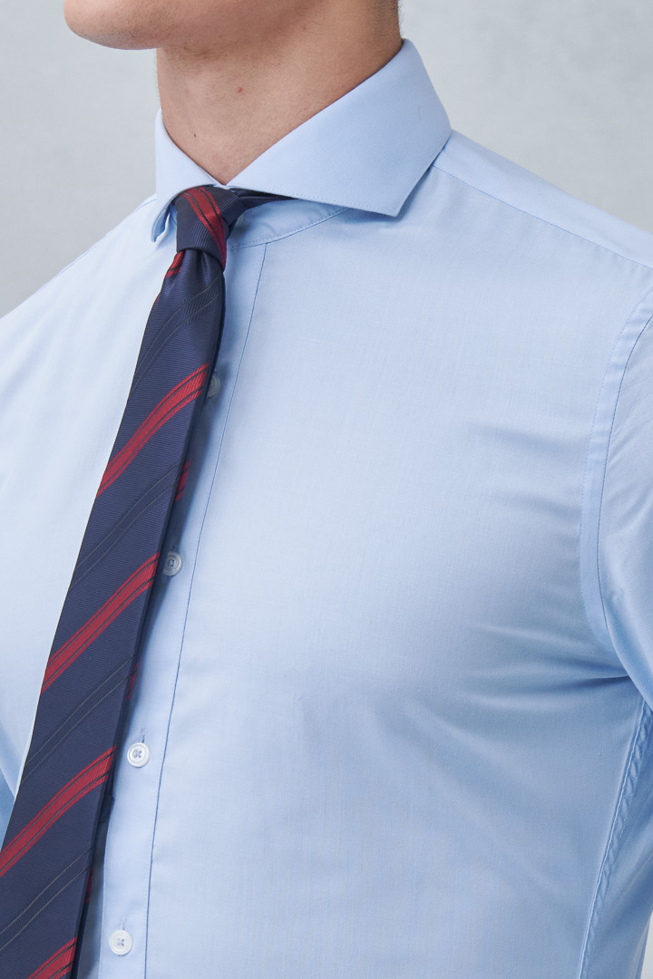 SST&C #Elastic Fit  Plain Blue Standard Fit Shirt | 0312211004  (Outlet)_6