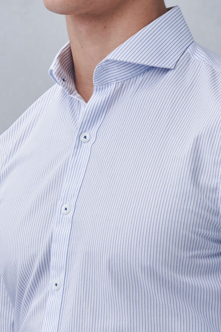 SST&C #Easycare  Blue and White Pinstripe Pattern Standard Shirt | 0312211005  (Outlet)_5