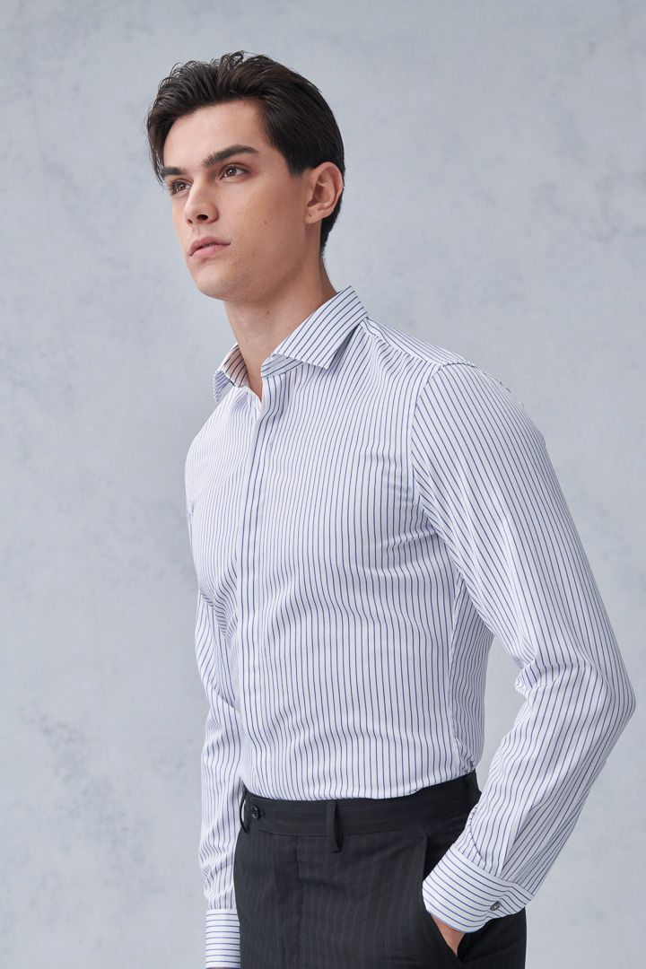 SST&C #Easycare  Blue and White Pinstripe Pattern Slim Fit Shirt | 0312211009  (Outlet)_4
