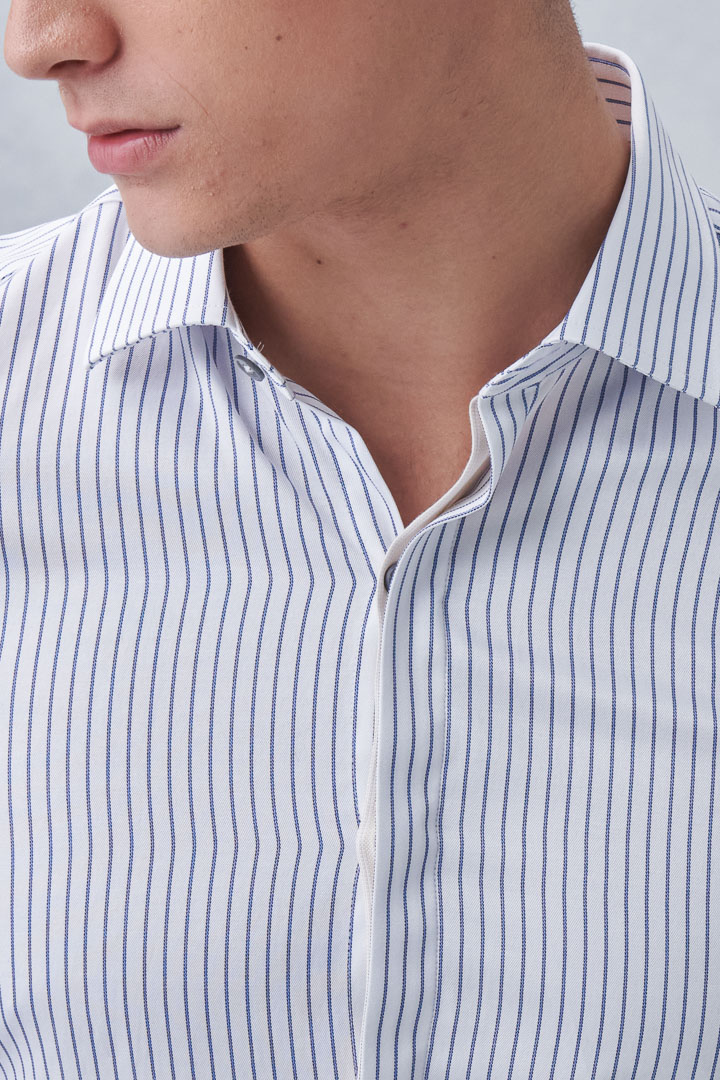 SST&C #Easycare  Blue and White Pinstripe Pattern Slim Fit Shirt | 0312211009  (Outlet)_5