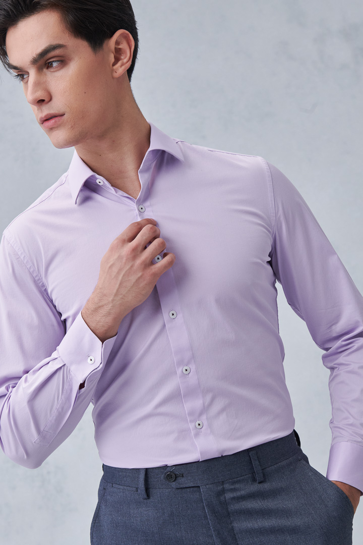 SST&C #Elastic Fit  Plain Purple Slim Fit Shirt | 0312211012  (Outlet)_1