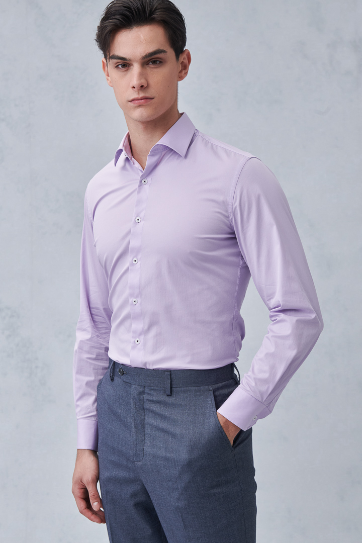 SST&C #Elastic Fit  Plain Purple Slim Fit Shirt | 0312211012  (Outlet)_2