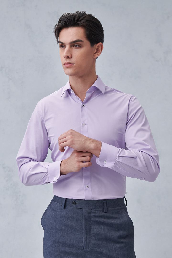 SST&C #Elastic Fit  Plain Purple Slim Fit Shirt | 0312211012  (Outlet)_4