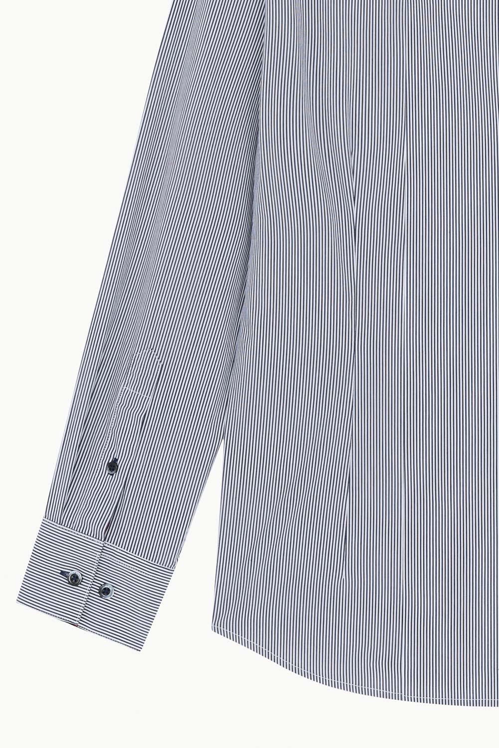 SST&C #Elastic Fit  Navy and White Pinstripe Pattern Slim Fit Shirt | 0312211016  (Outlet)_9
