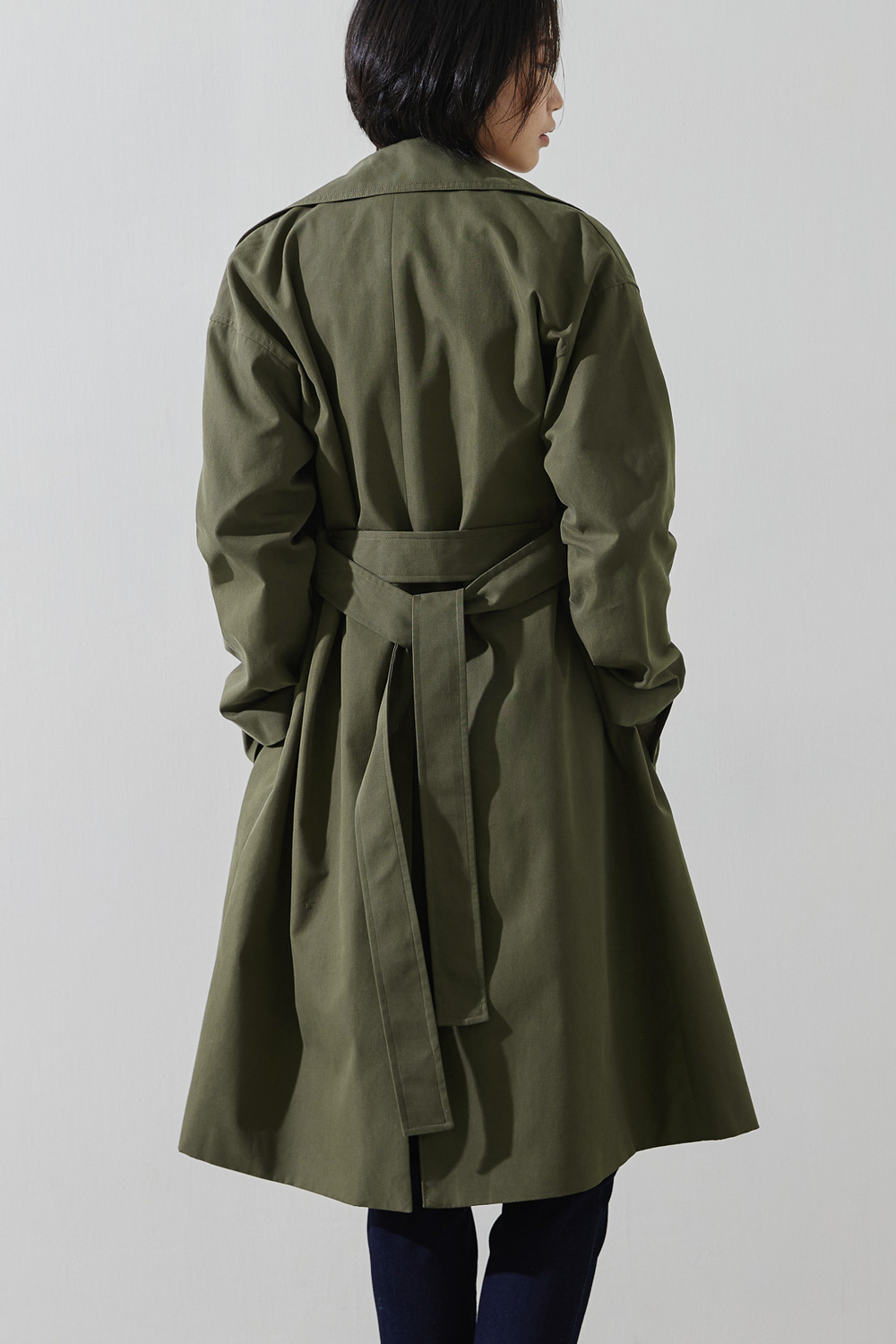 SST&C #Online Exclusive  Military Green Lapel Long Trench Coat | 8162211003  (Outlet)_7