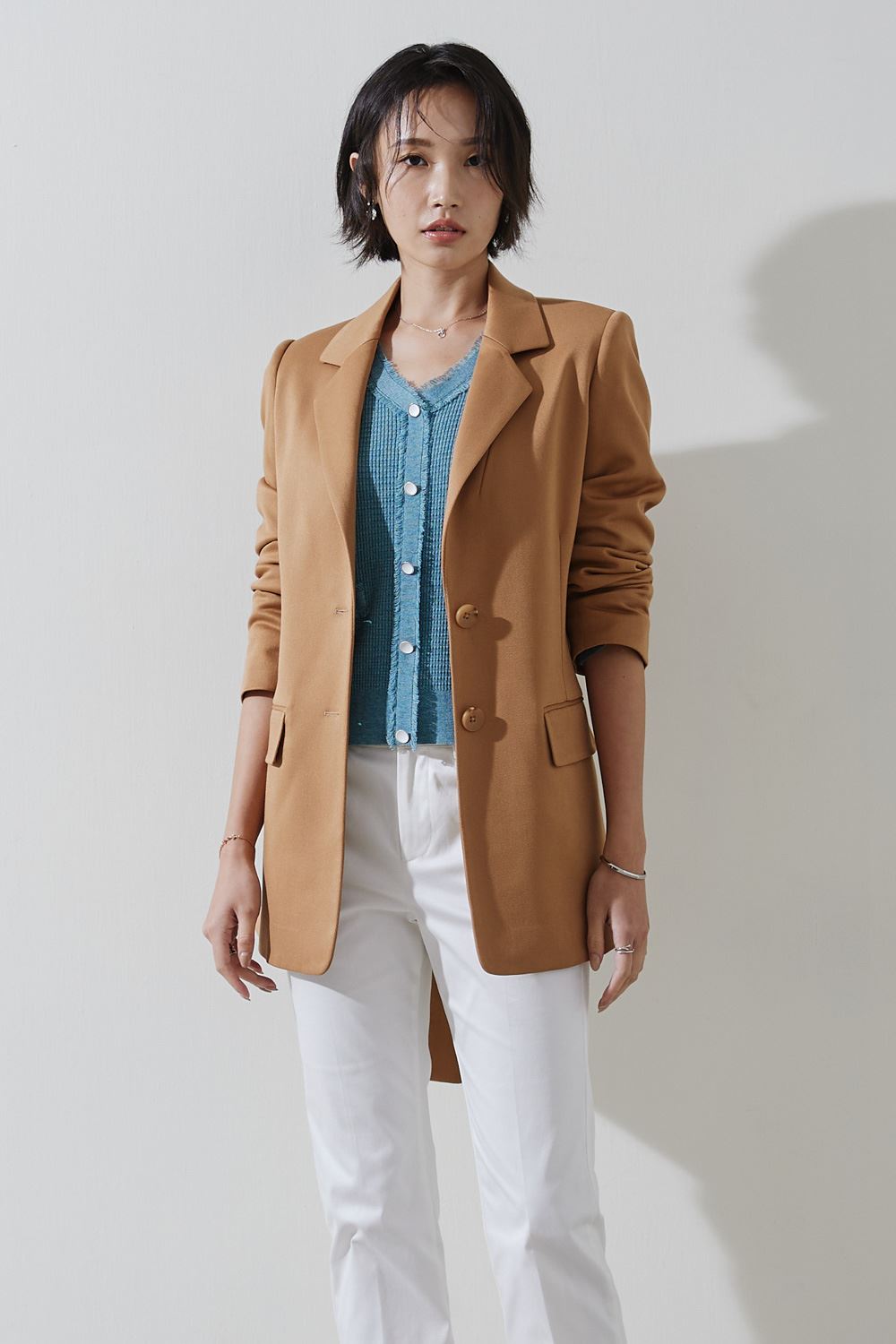 SST&C #Online Exclusive  Dark Golden Chrysanthemum Back Tie Lapel Jacket | 8162211005  (Outlet)_0