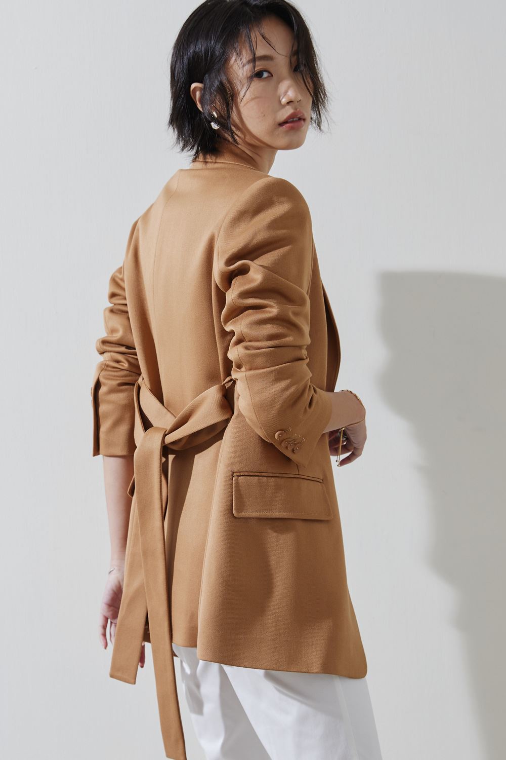 SST&C #Online Exclusive  Dark Golden Chrysanthemum Back Tie Lapel Jacket | 8162211005  (Outlet)_5