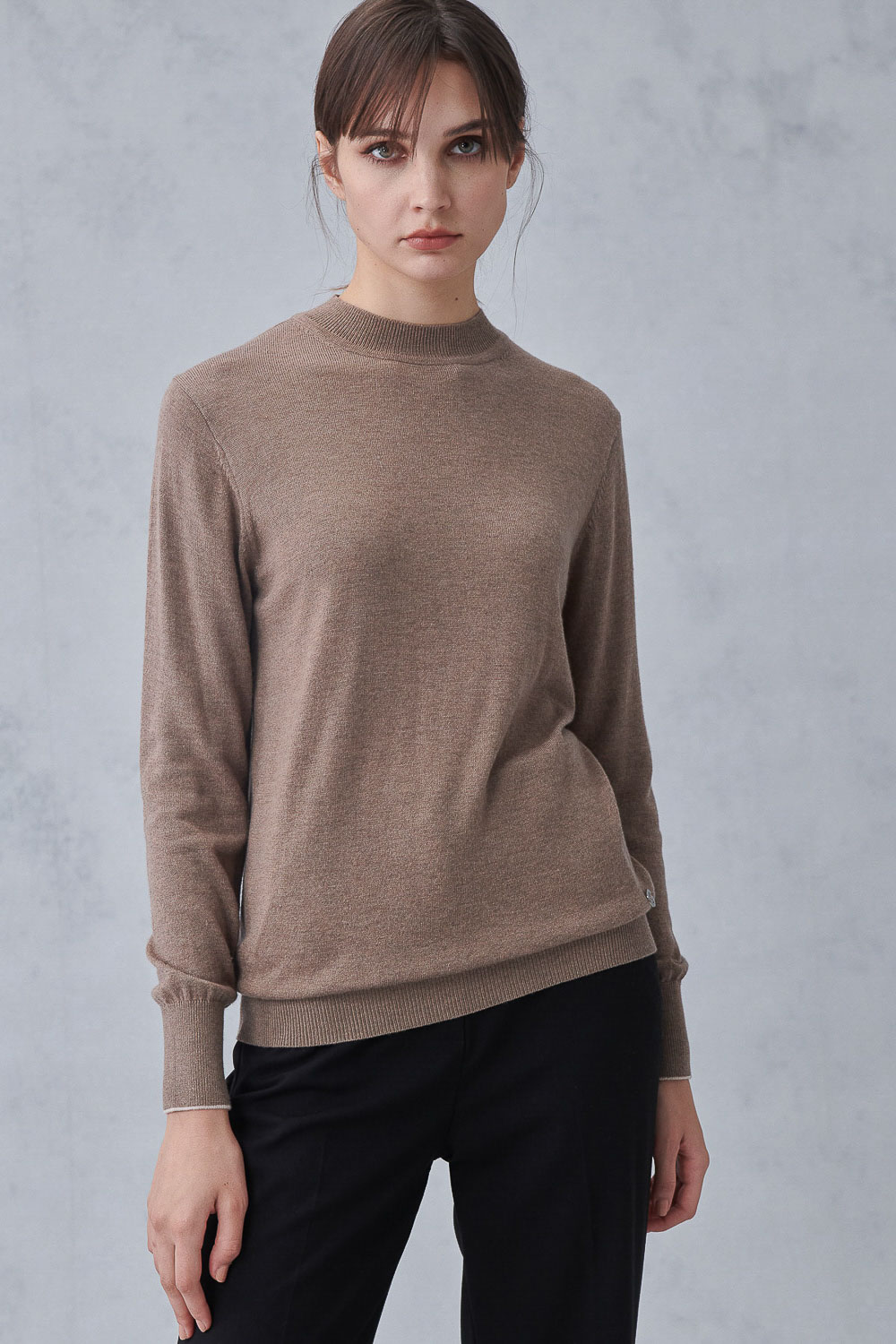 SST&C #Online Exclusive  Women'S Camel Design Half Turtleneck Sweater | 8662211001  (Outlet)_0