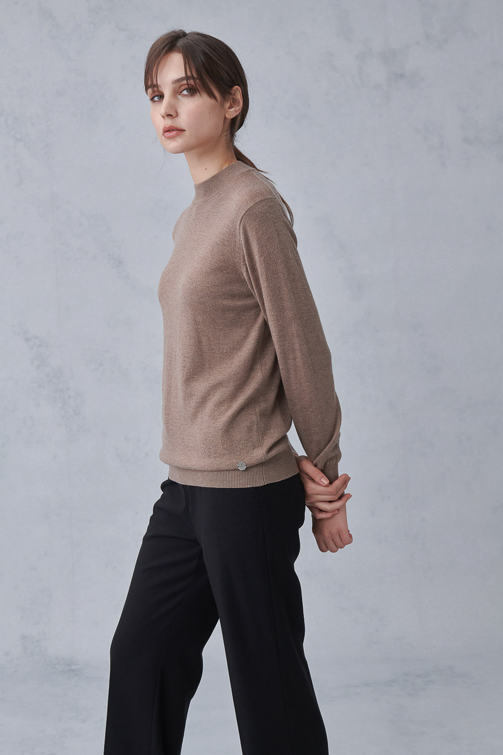 SST&C #Online Exclusive  Women'S Camel Design Half Turtleneck Sweater | 8662211001  (Outlet)_1