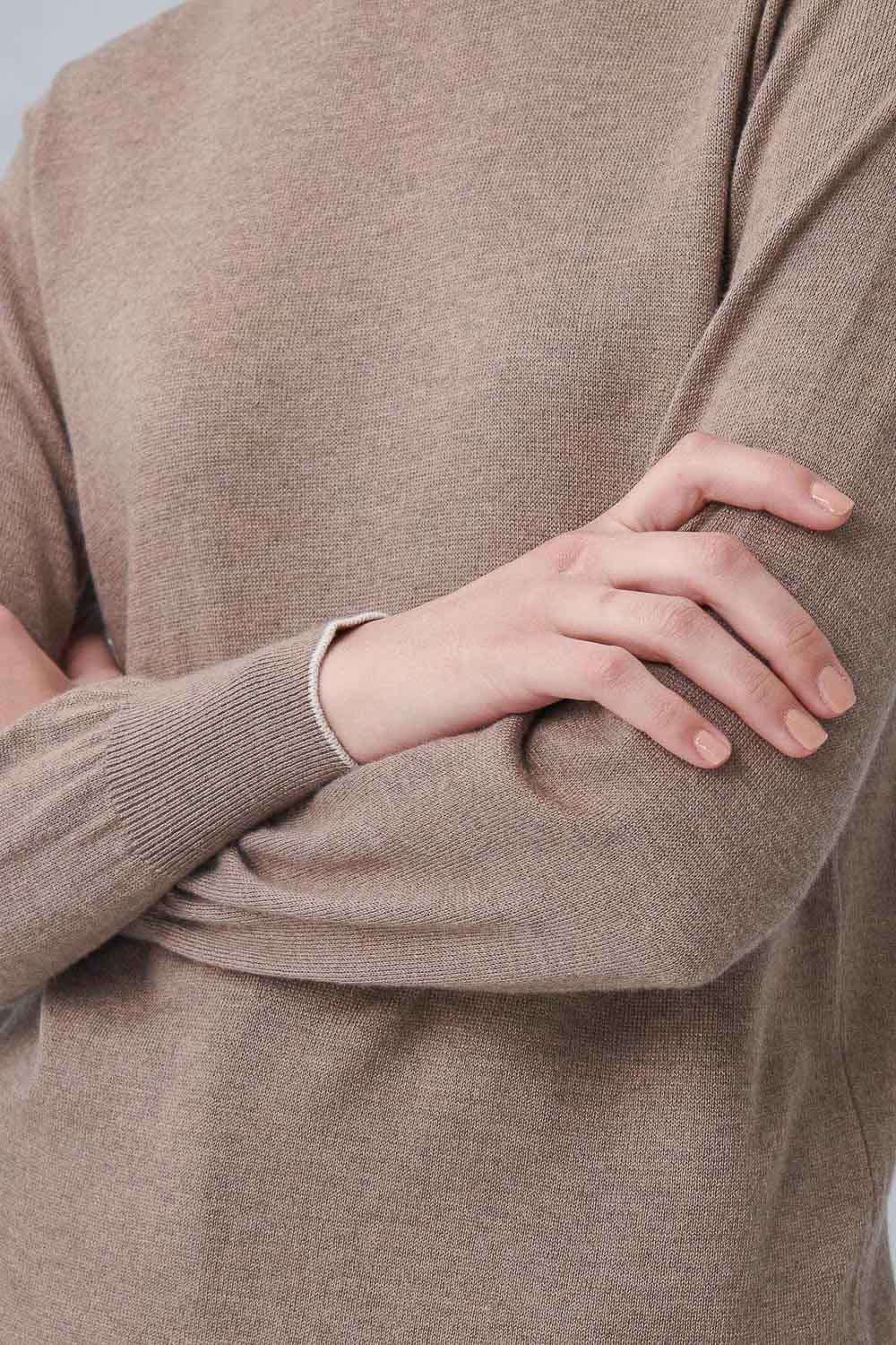 SST&C #Online Exclusive  Women'S Camel Design Half Turtleneck Sweater | 8662211001  (Outlet)_5