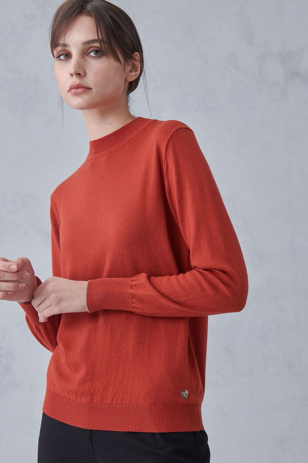 SST&C #Online Exclusive  Women’S Orange Red Design Half Turtleneck Sweater | 8662211003  (Outlet)_0