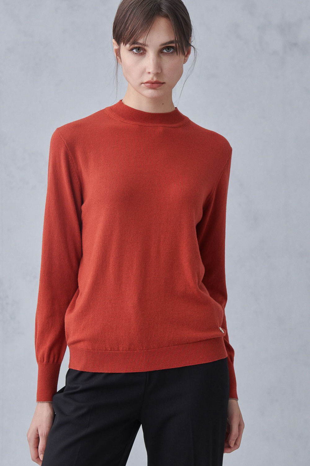 SST&C #Online Exclusive  Women’S Orange Red Design Half Turtleneck Sweater | 8662211003  (Outlet)_1