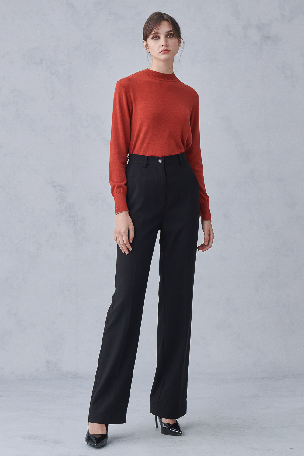 SST&C #Online Exclusive  Women’S Orange Red Design Half Turtleneck Sweater | 8662211003  (Outlet)_2