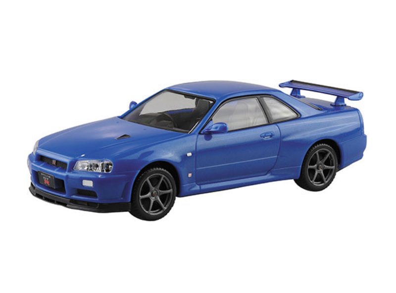 [免上色 免膠水] AOSHIMA 青島 Snap Kit系列 1/32 NISSAN 日產 Skyline GT-R R34 灣岸藍 組裝模型_1