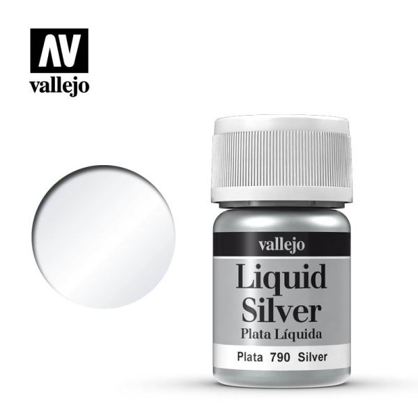 Acrylicos Vallejo 模型色彩 Model Color 216 70790 液態金屬 Liquid Gold 銀色 Silver 35ml_0