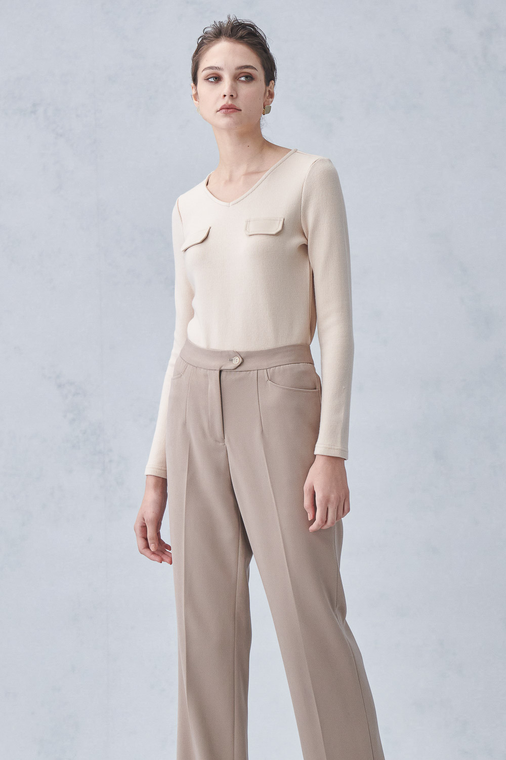 SST&C Mi Xing V-Neck Elastic Pocket Embellished Knitted Top | 8762211003  (Outlet)_2