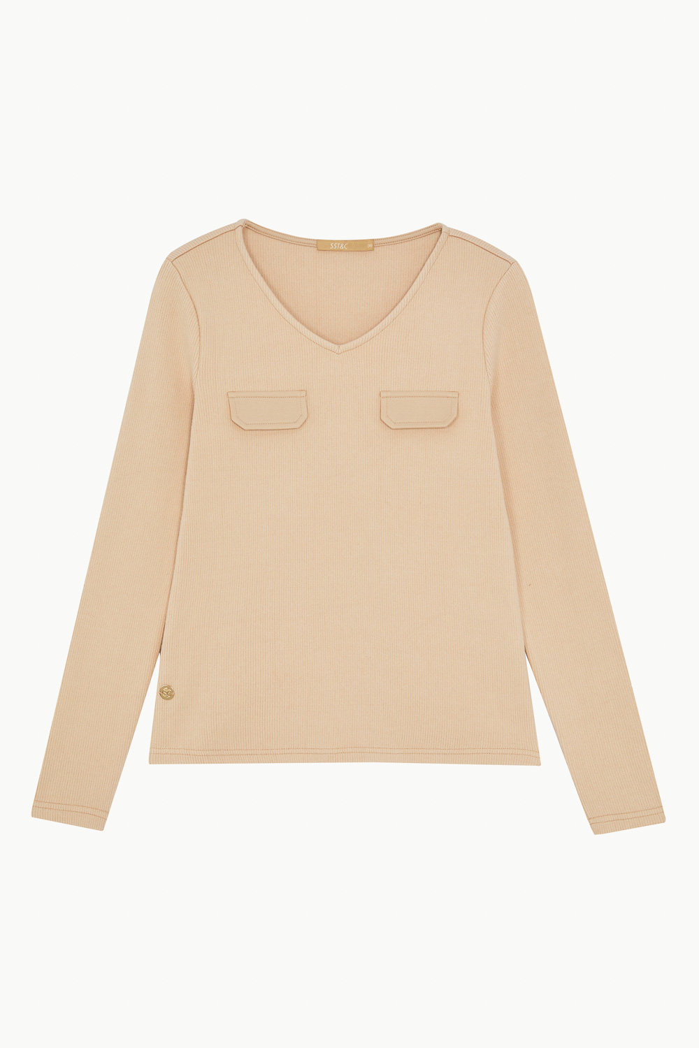 SST&C Mi Xing V-Neck Elastic Pocket Embellished Knitted Top | 8762211003  (Outlet)_7
