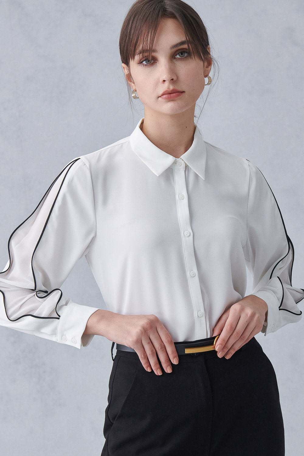 SST&C White Budding Contrast Patchwork Sleeve Top | 7662211003  (Outlet)_1