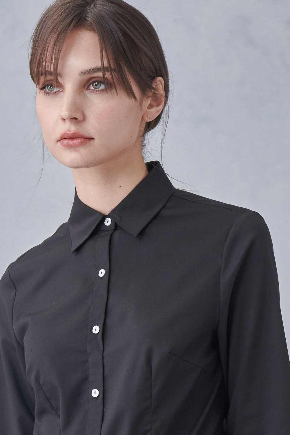 SST&C Black Basic Slim Fit Shirt | 7562211003  (Outlet)_5