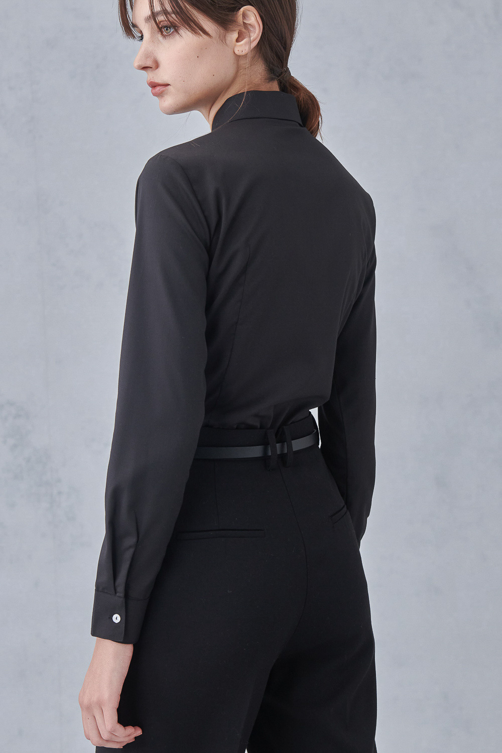 SST&C Black Basic Slim Fit Shirt | 7562211003  (Outlet)_6