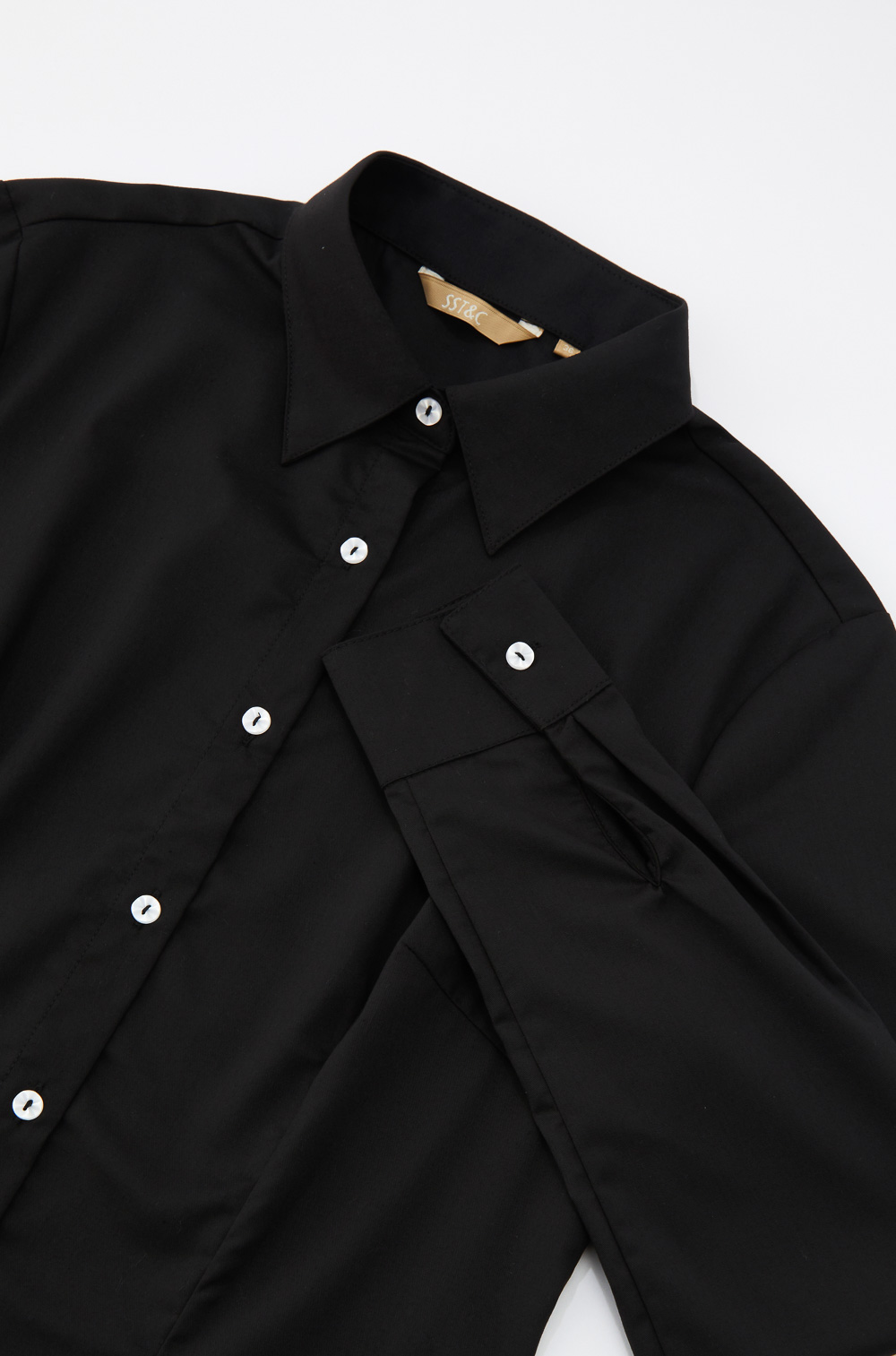 SST&C Black Basic Slim Fit Shirt | 7562211003  (Outlet)_7