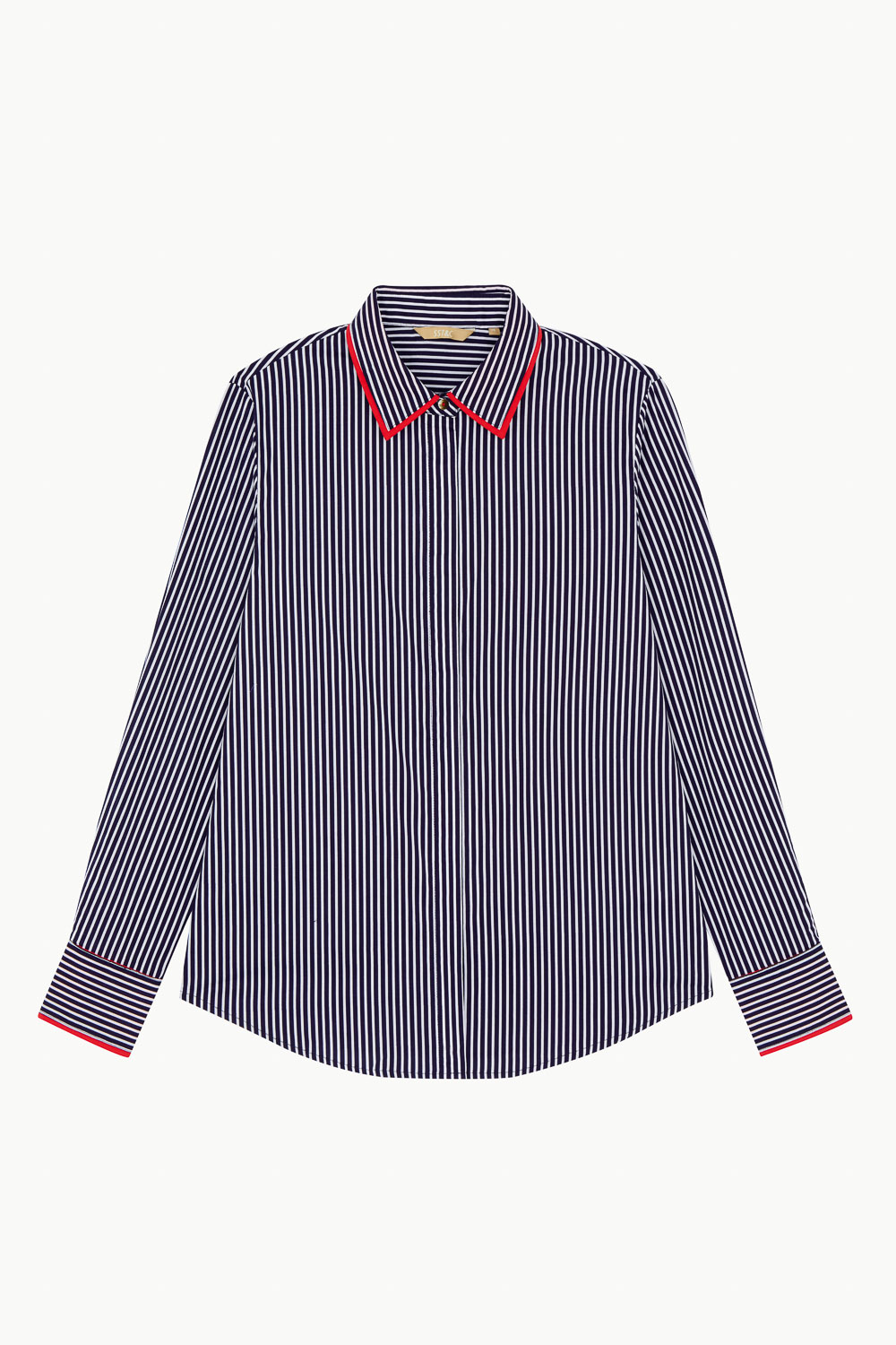 SST&C Classic Blue Straight Stripe Trim Shirt | 7562211005  (Outlet)_8