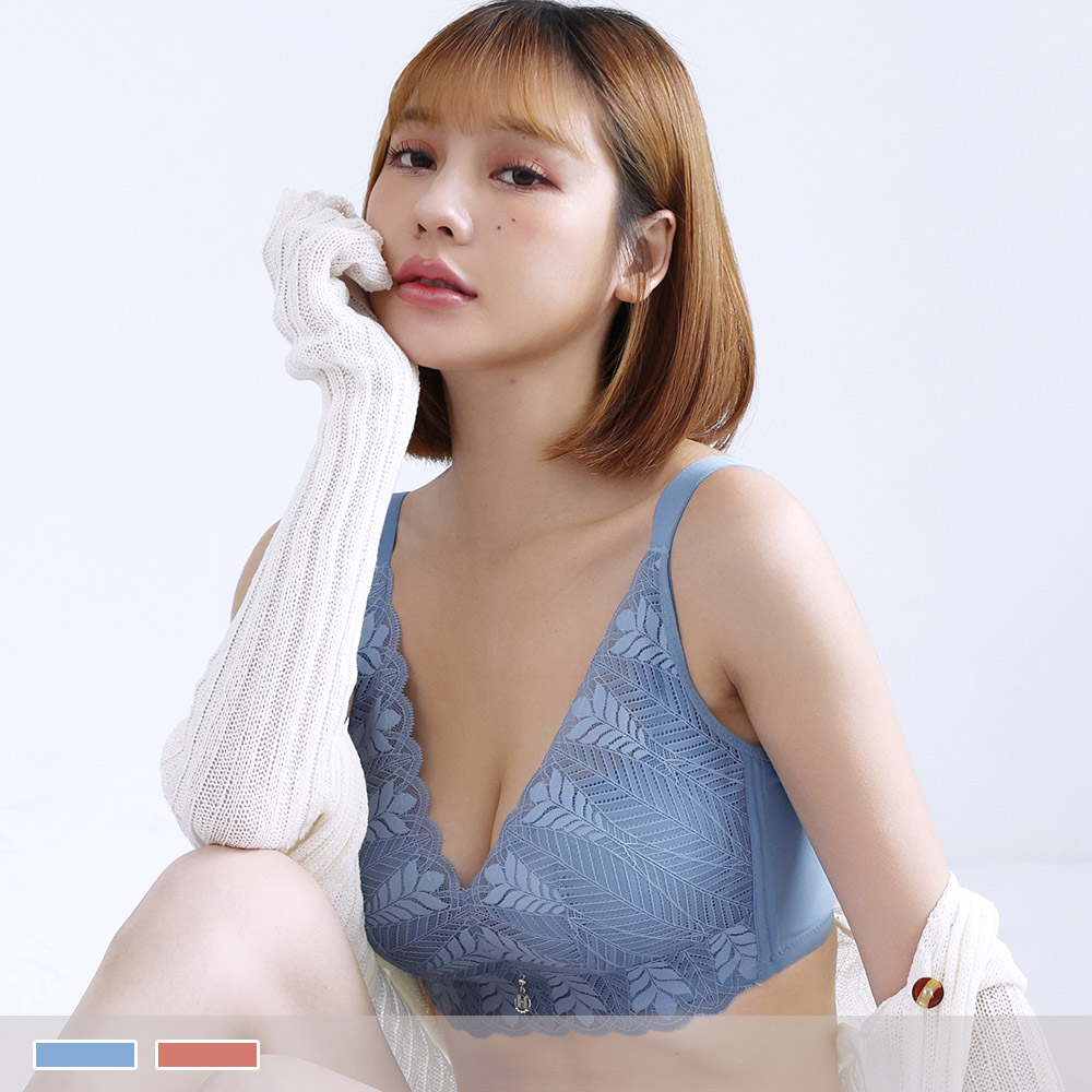 石墨烯無鋼圈【D~E罩杯】羽翼夢境 台灣監製唯美蕾絲均勻薄襯透氣側背片 內衣 5279_2