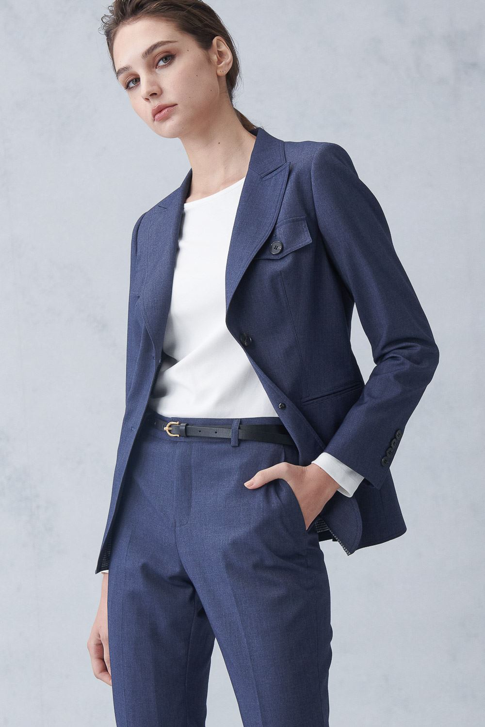 SST&C Denim Blue Sword Collar Suit Jacket | 7162211003  (Outlet)_0
