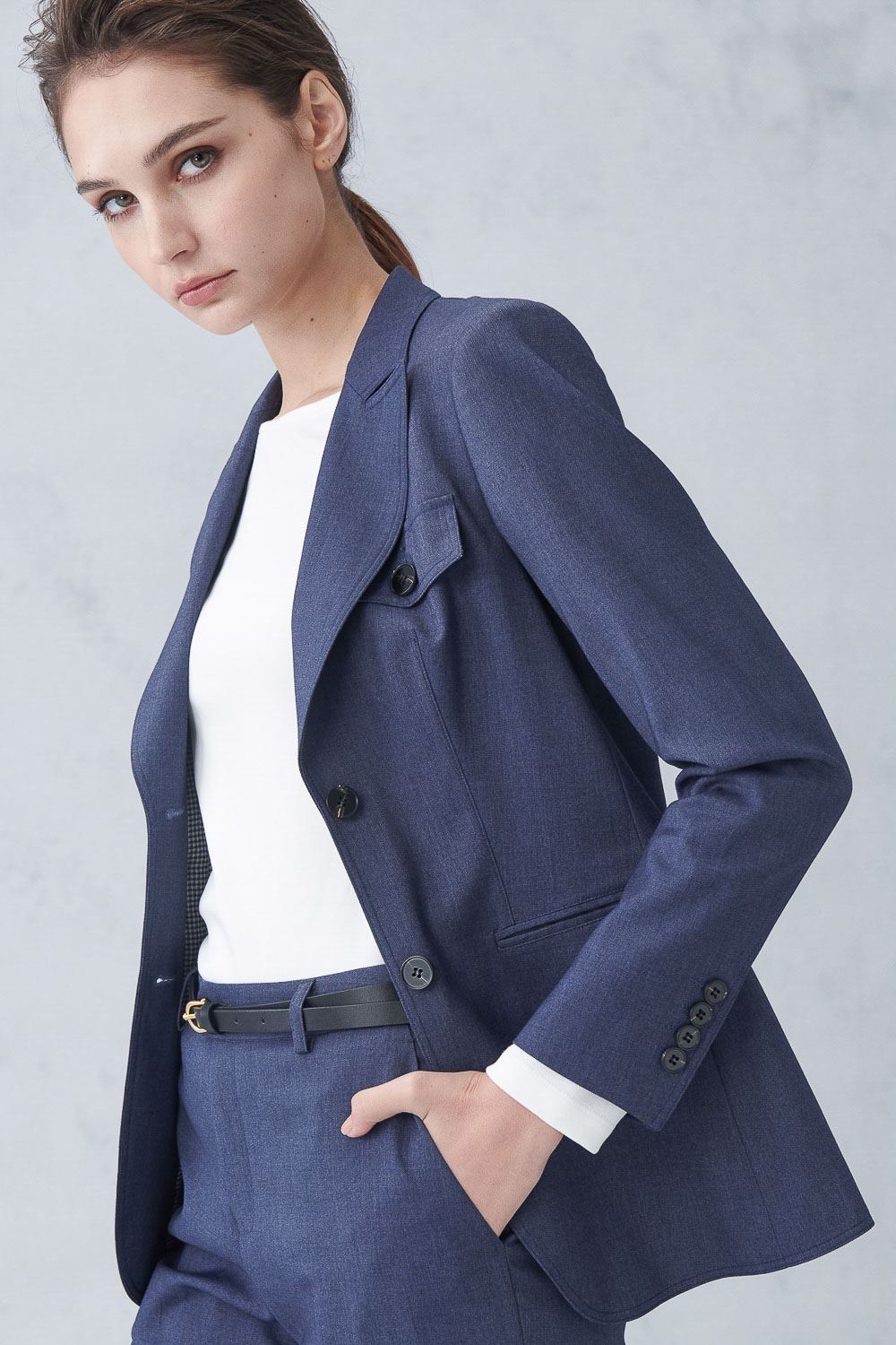 SST&C Denim Blue Sword Collar Suit Jacket | 7162211003  (Outlet)_1