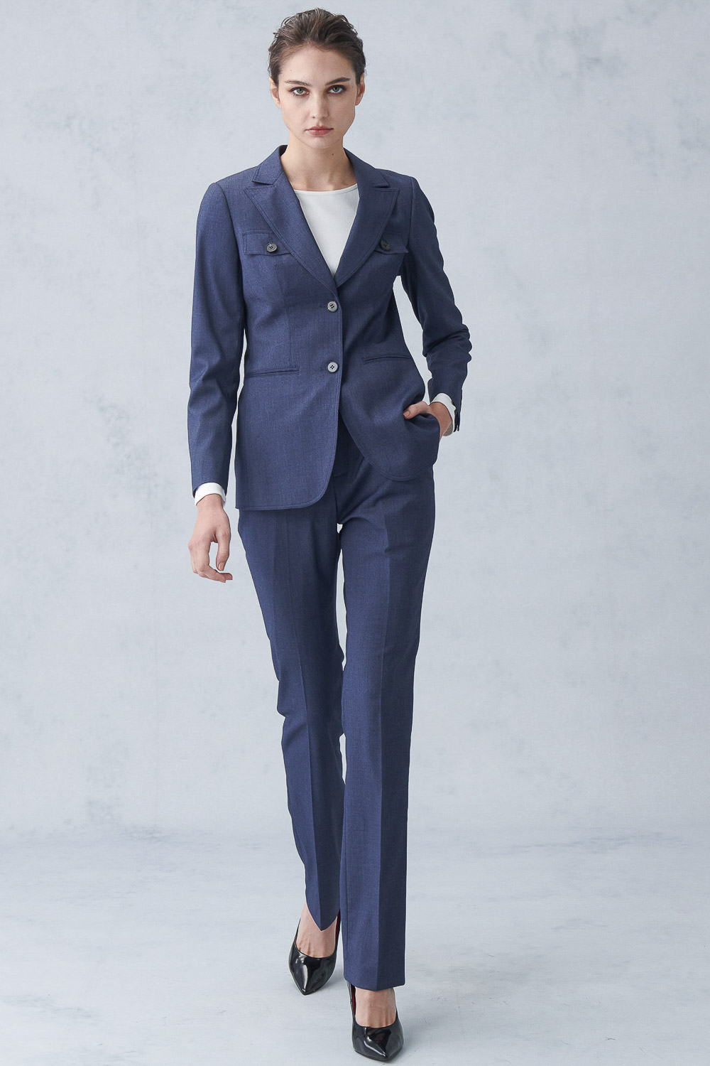 SST&C Denim Blue Sword Collar Suit Jacket | 7162211003  (Outlet)_2