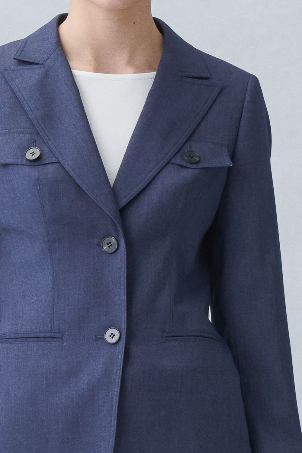 SST&C Denim Blue Sword Collar Suit Jacket | 7162211003  (Outlet)_4