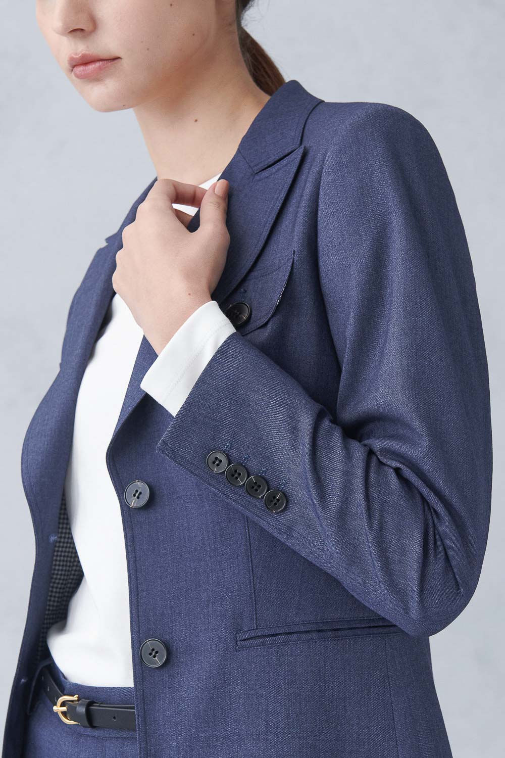 SST&C Denim Blue Sword Collar Suit Jacket | 7162211003  (Outlet)_5