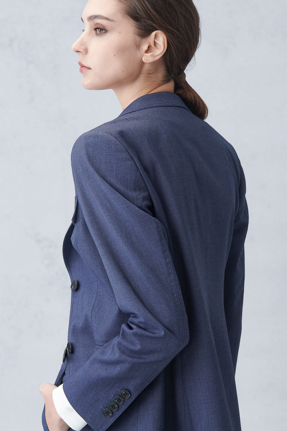 SST&C Denim Blue Sword Collar Suit Jacket | 7162211003  (Outlet)_6
