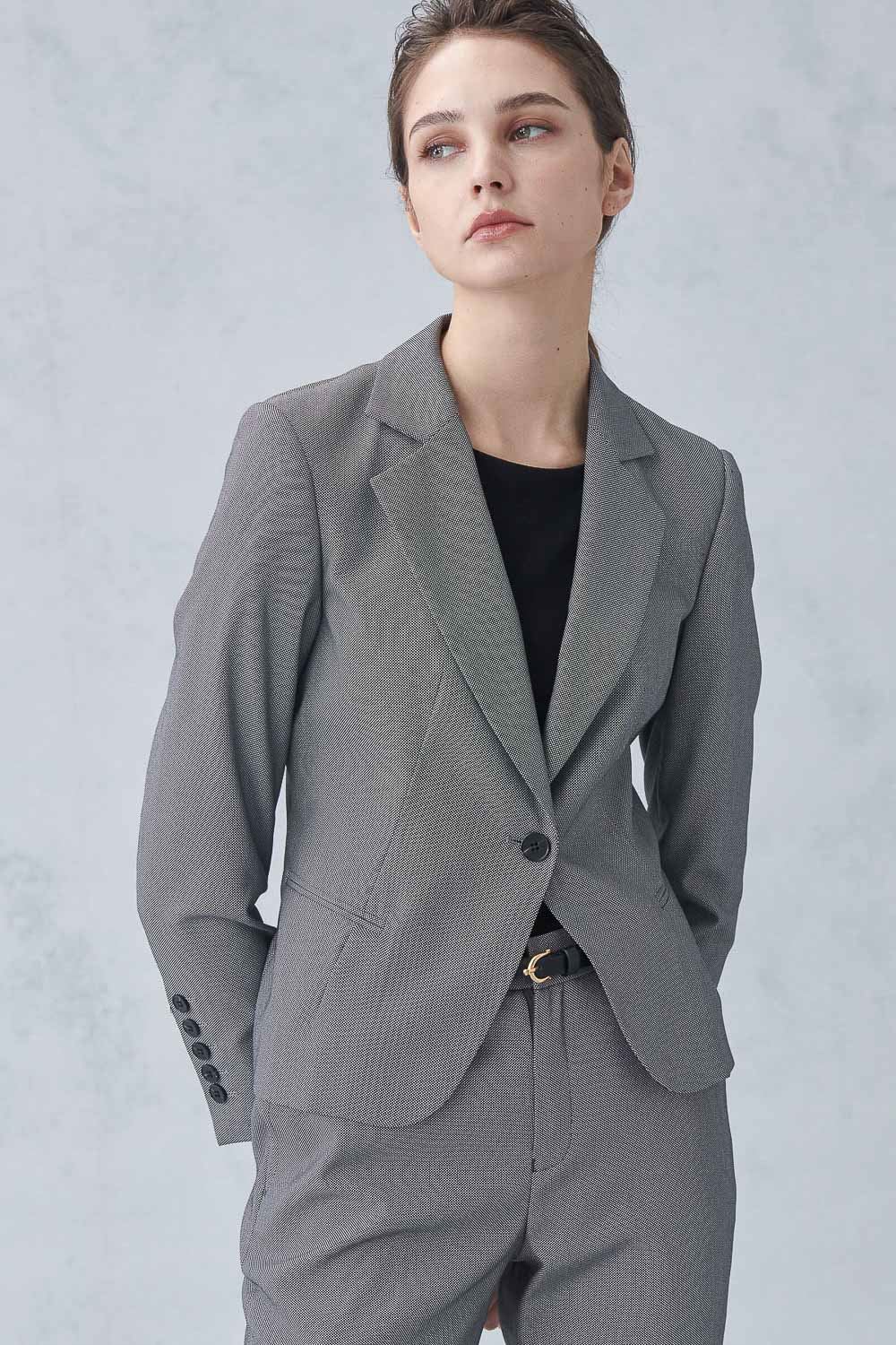 SST&C Gray Short Square Collar Suit Jacket | 7162211005  (Outlet)_0