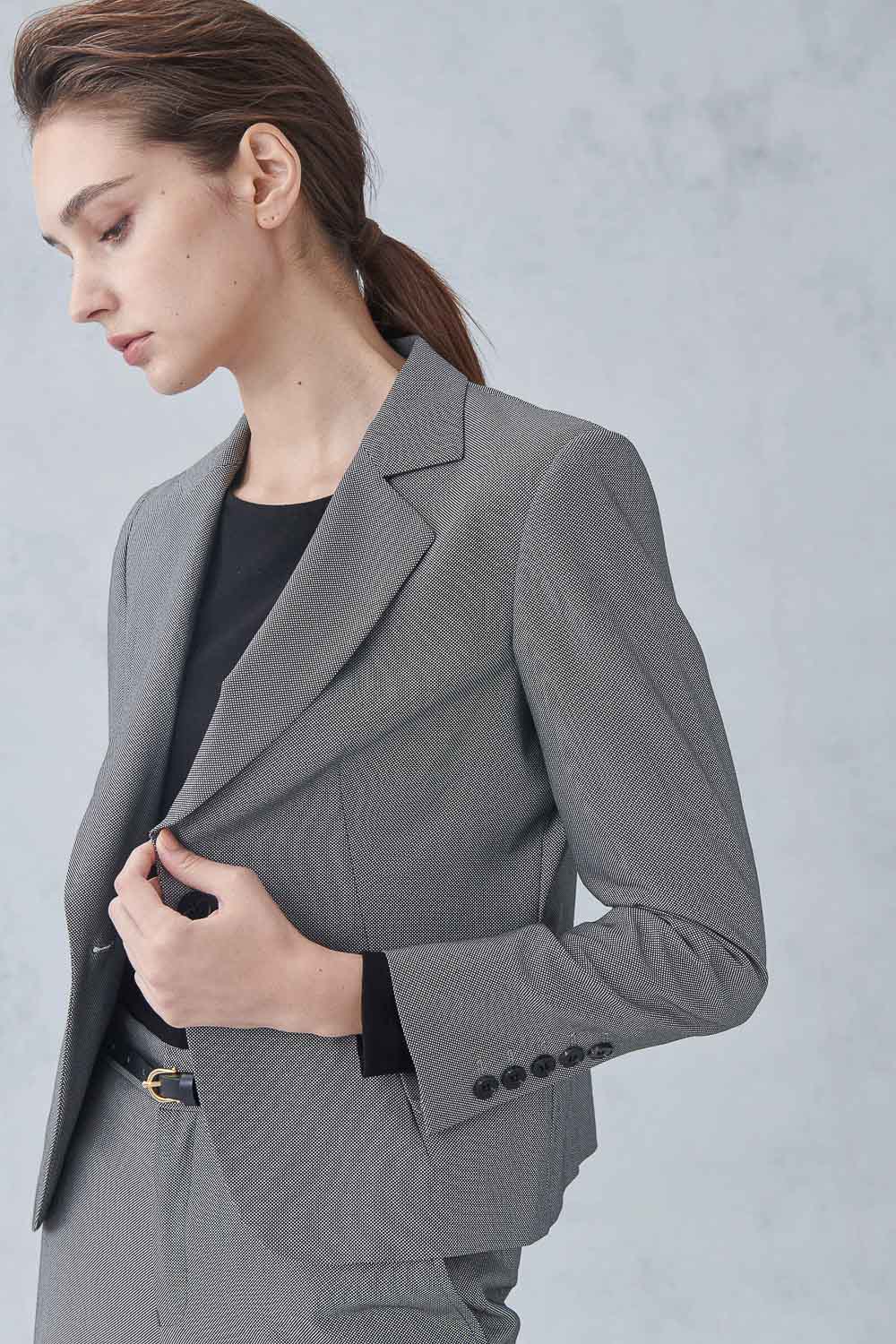 SST&C Gray Short Square Collar Suit Jacket | 7162211005  (Outlet)_1