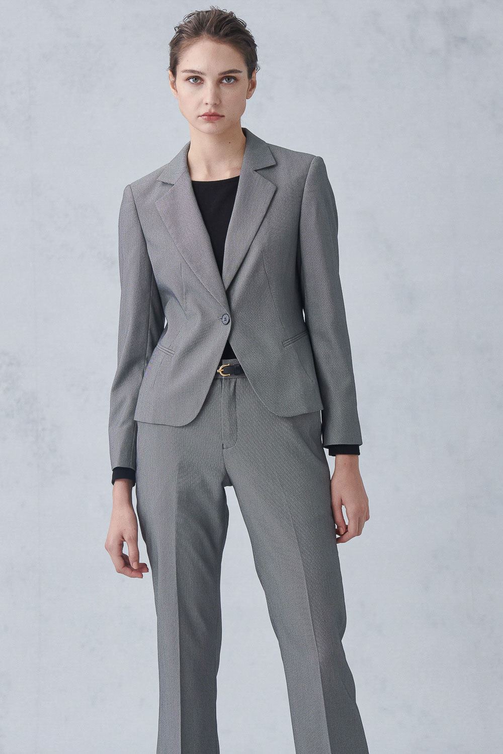 SST&C Gray Short Square Collar Suit Jacket | 7162211005  (Outlet)_3