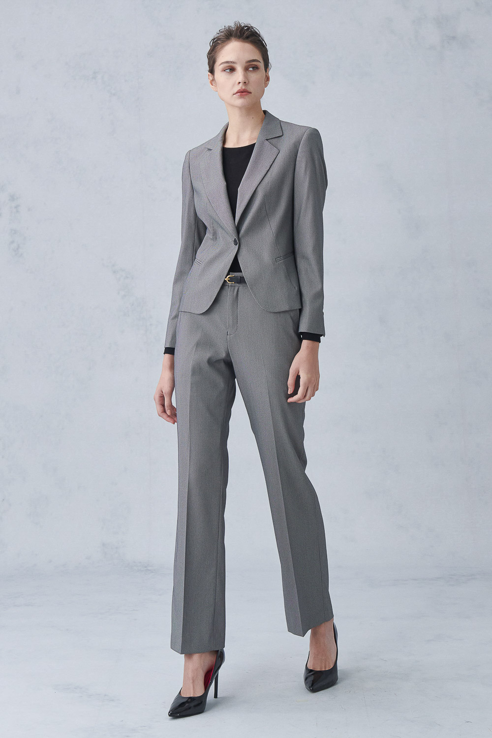 SST&C Gray Short Square Collar Suit Jacket | 7162211005  (Outlet)_4